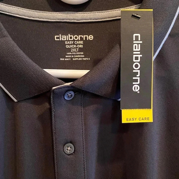 NEW CLAIBORNE MENS GRAY POLO QUICK DRY SHIRT TOP GOLF SUMMER FALL SZ 2XL T 2XLT - Picture 2 of 5